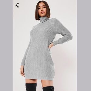 Missguided Charcoal Roll Neck Jumper Dress